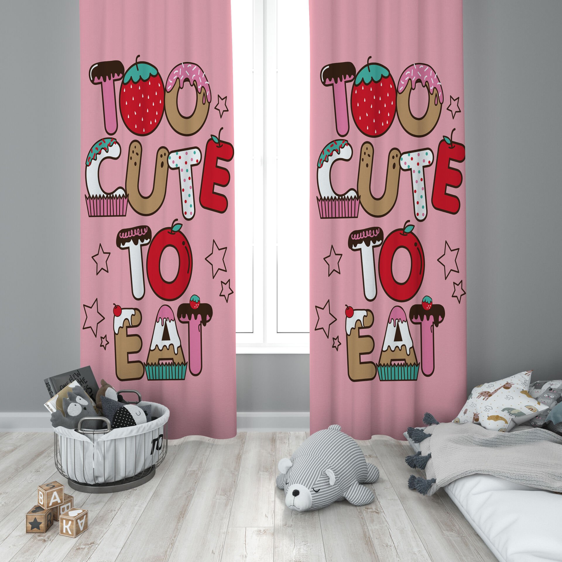 Dijital Baskı Çift Kanat Çocuk Odası Fon Perde