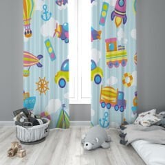 Dijital Baskı Çift Kanat Çocuk Odası Fon Perde