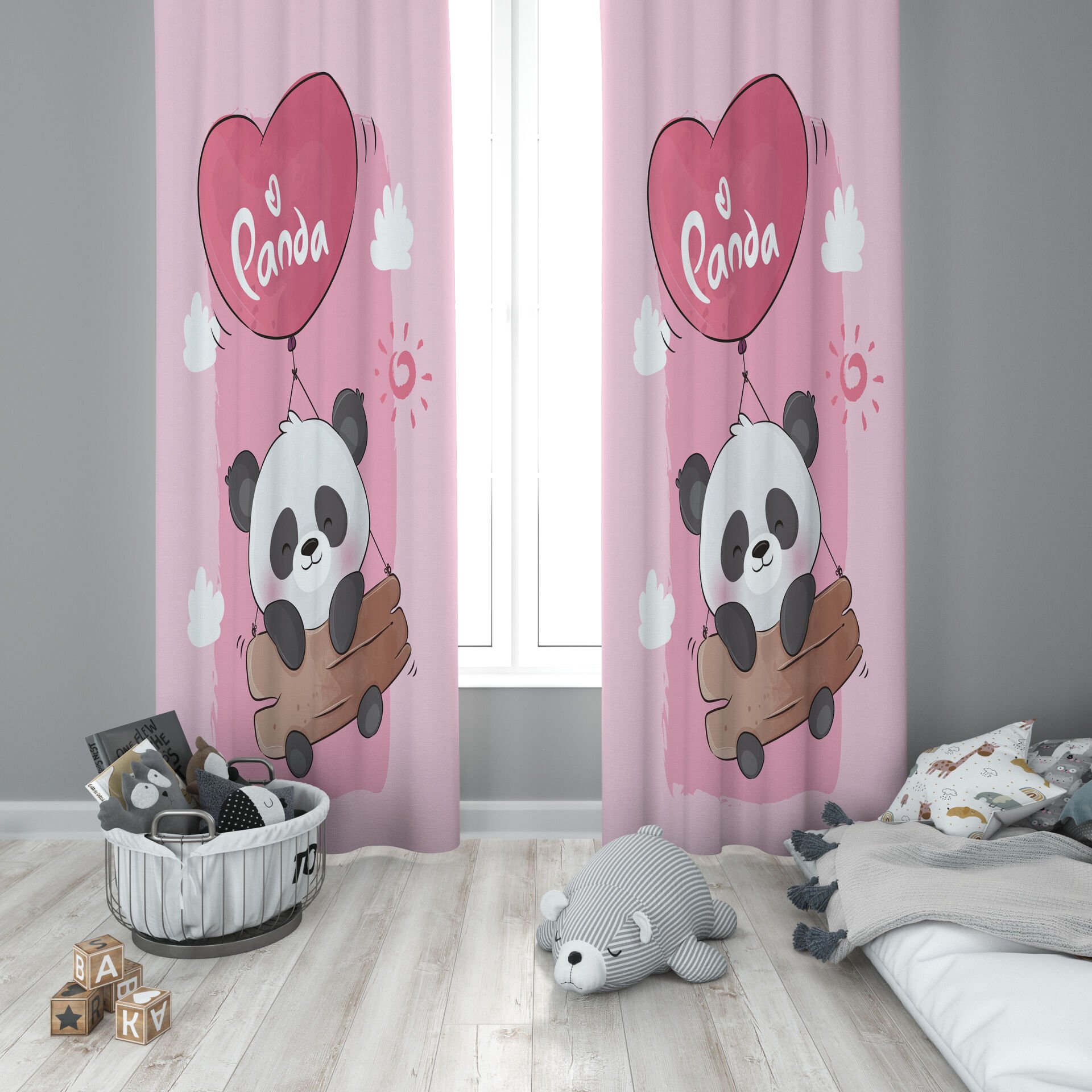 Dijital Baskı Çift Kanat Çocuk Odası Fon Perde