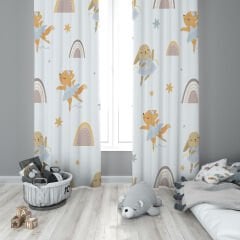 Dijital Baskı Çift Kanat Çocuk Odası Fon Perde