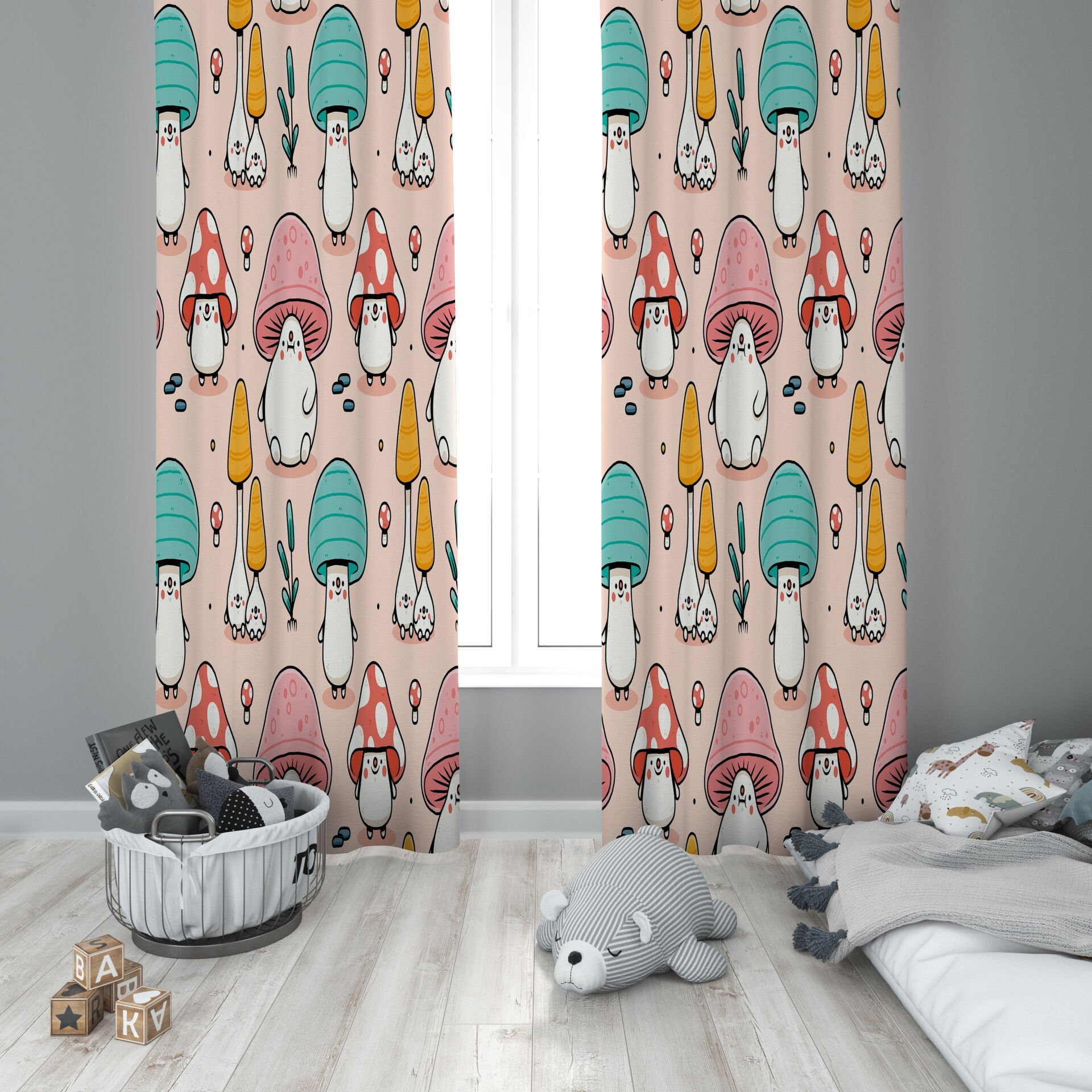 Dijital Baskı Çift Kanat Çocuk Odası Fon Perde